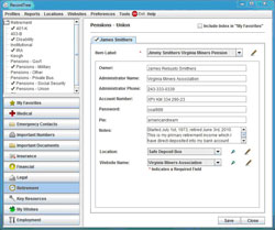 Retirement Records – Pensions Screen – Record Tree®