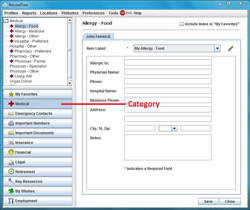 Emergency Contact Phone Numbers – Software Contacts Screen – Record Tree® Software